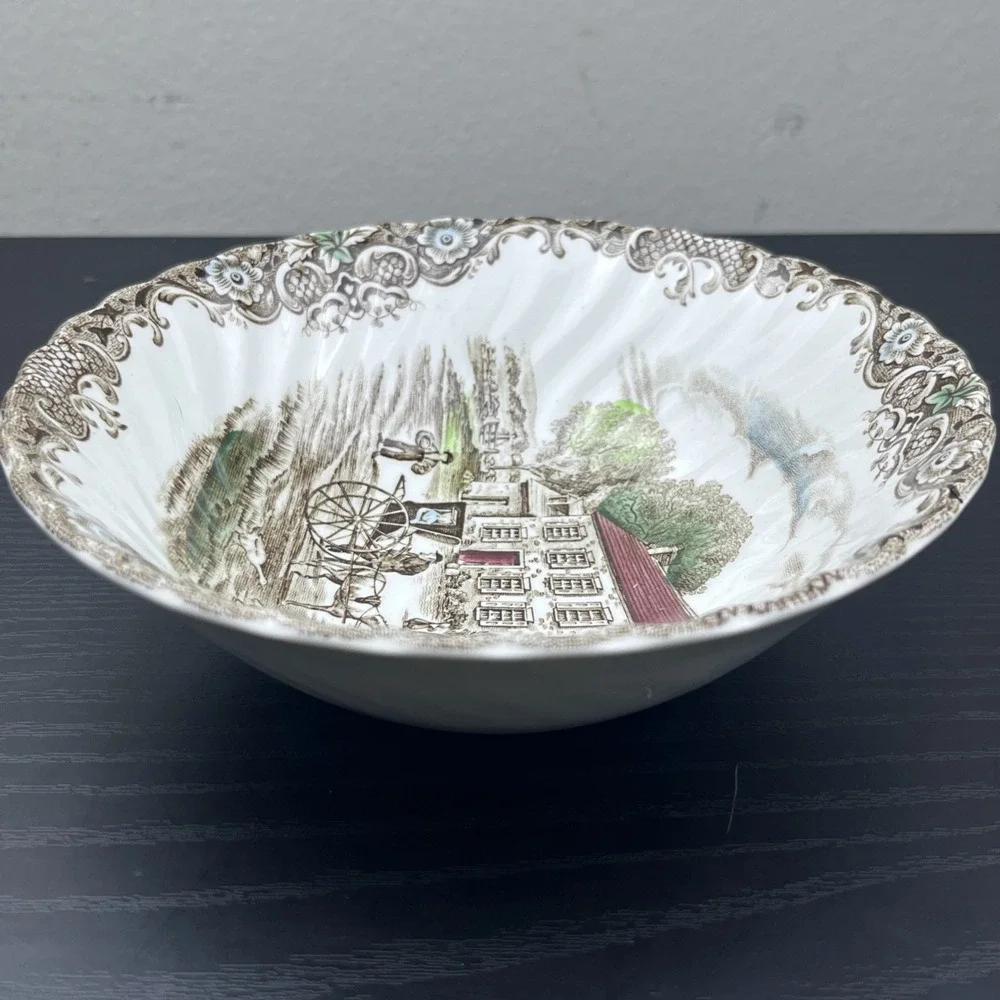Vintage Folk Art England Tea Cup Floral Interior Rim Design‎ Bone China